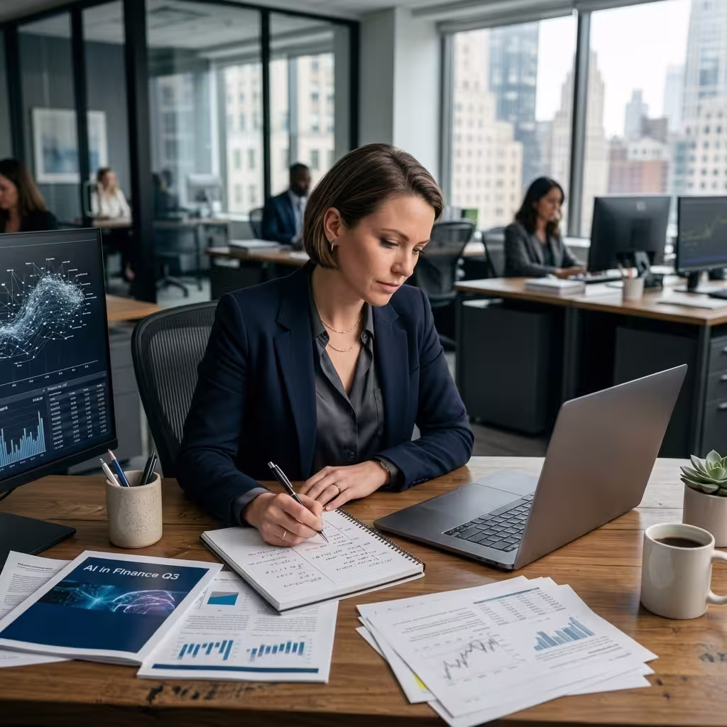 A female analyzing the machine learning patterns in stock market.