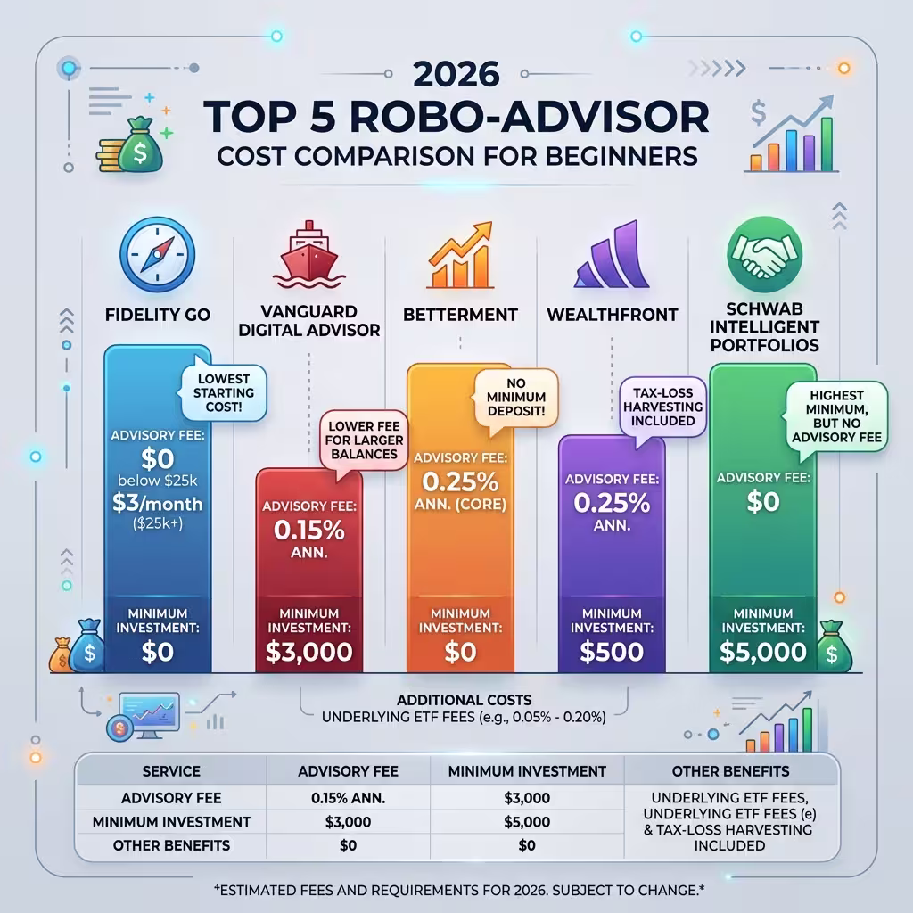 Animated Cost Comparison chart for robo advisors for beginners