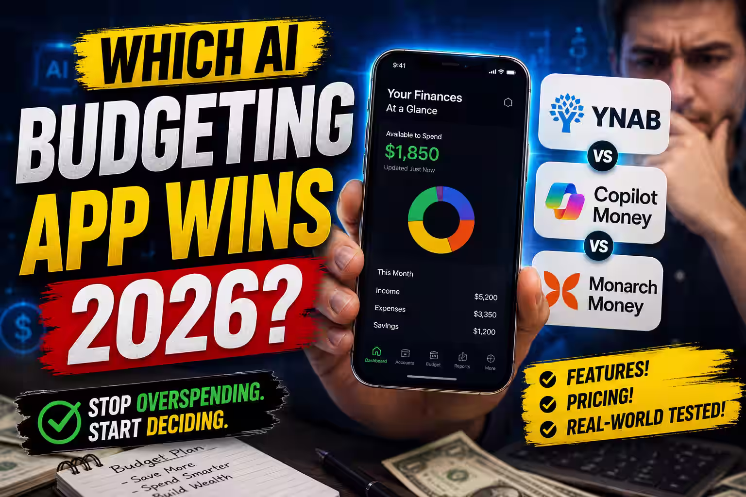 YNAB vs Copilot Money vs Monarch: Which AI Budgeting App Actually Stops You Overspending?