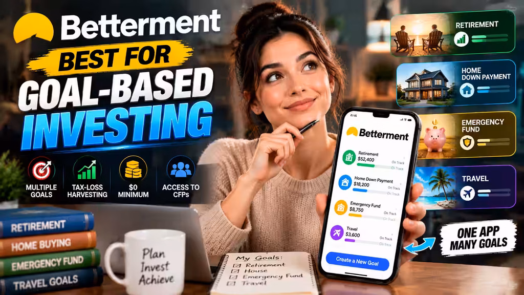 Betterment is best for goal-based investing. Best robo advisor to go for retirement, home down payment, emergency fund and travel.