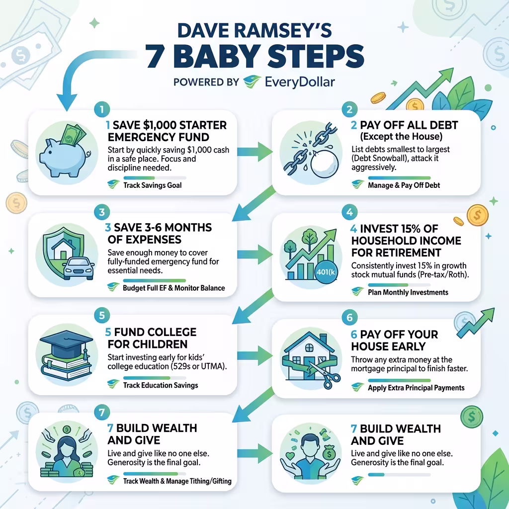 Dave Ramsey's Baby Steps, EveryDollar - AI Budgeting App