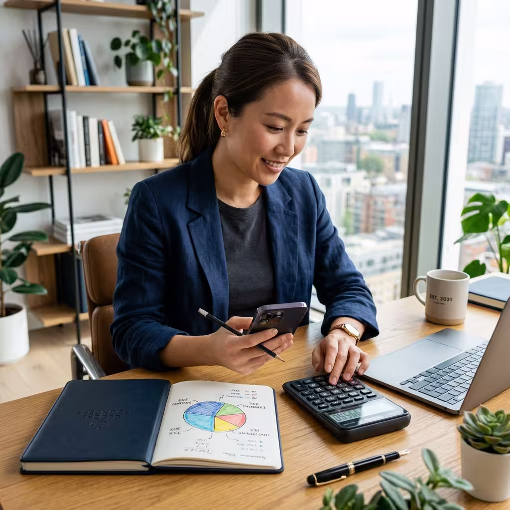 Automate Quarterly Freelance Tax Savings report helps her visualizing the percentage that she should be setting aside prior.