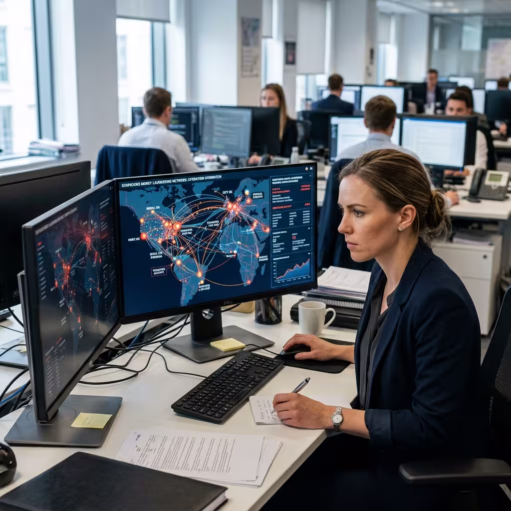 An AML analyst using graph neural networks detects money laundering.
