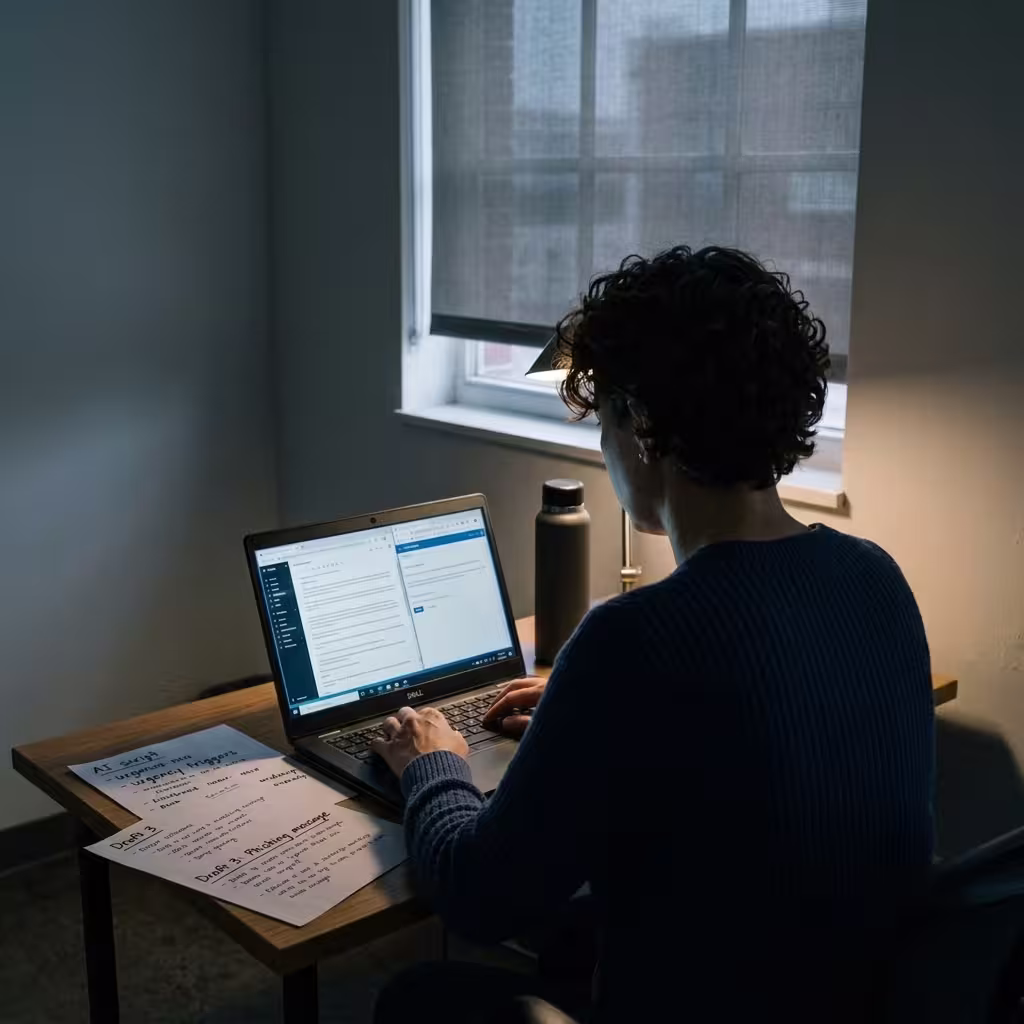 A scammer using AI tools for drafting romance scam scripts.